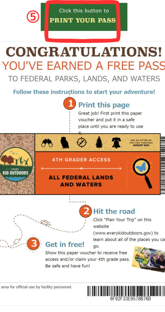 アメリカ国立公園パス、4年生