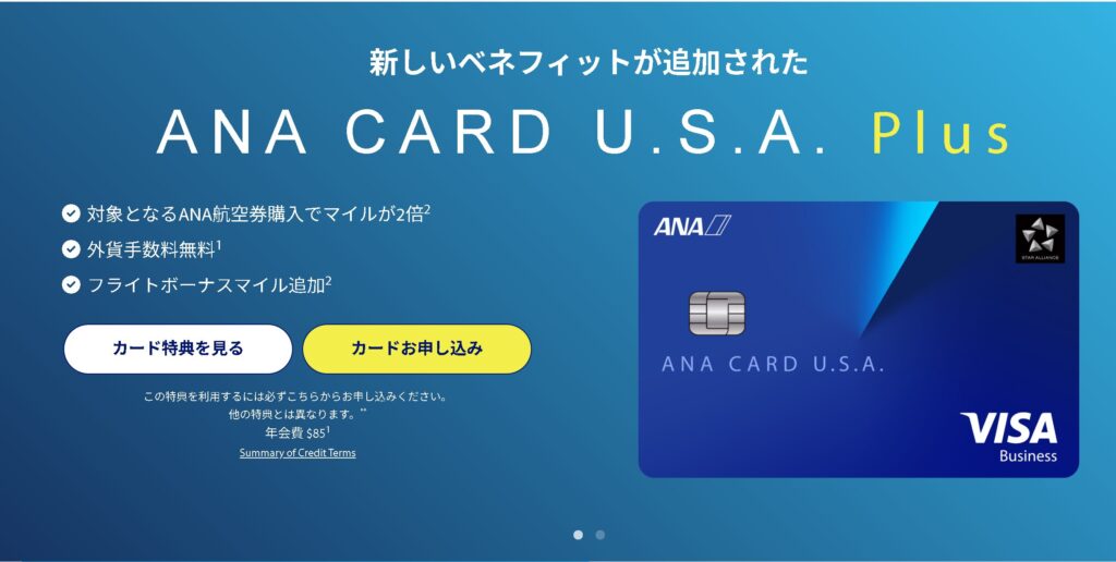 アメリカ、クレジットカード、ANAカードUSA