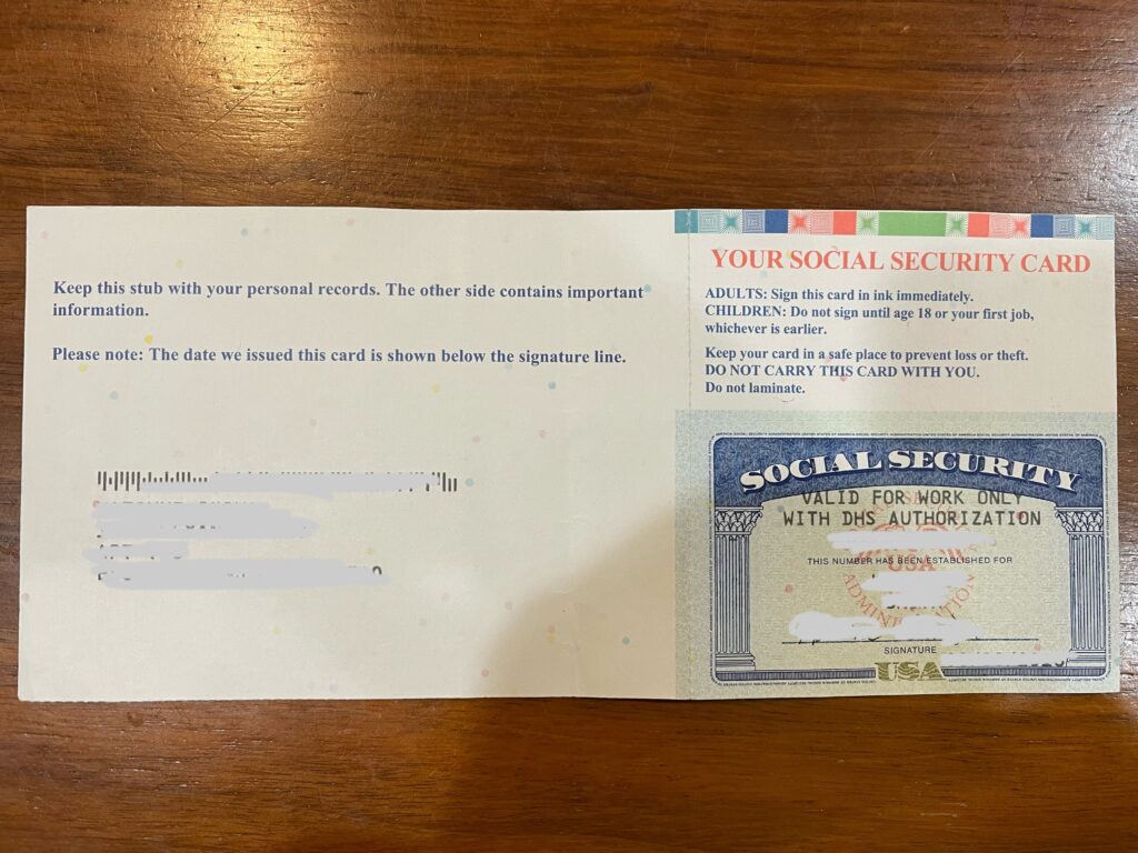 アメリカ赴任準備、SSN、ソーシャルセキュリティナンバー