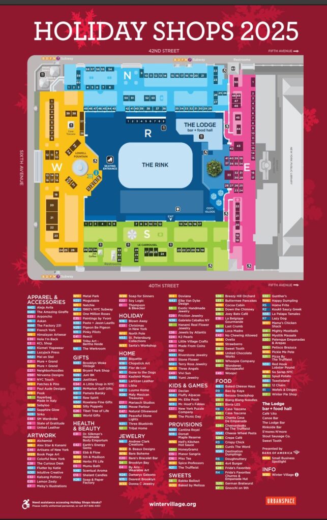 ブライアントパーク『Winter Village』のホリデーショップとアイススケート