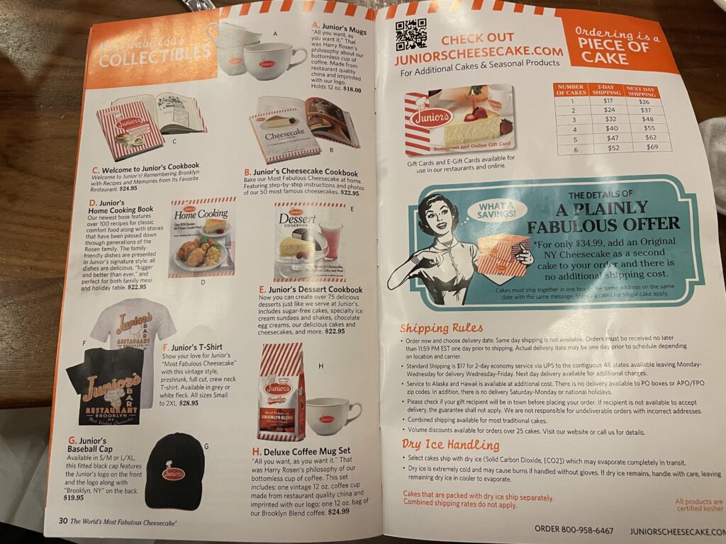 ジュニアーズ、チーズケーキ