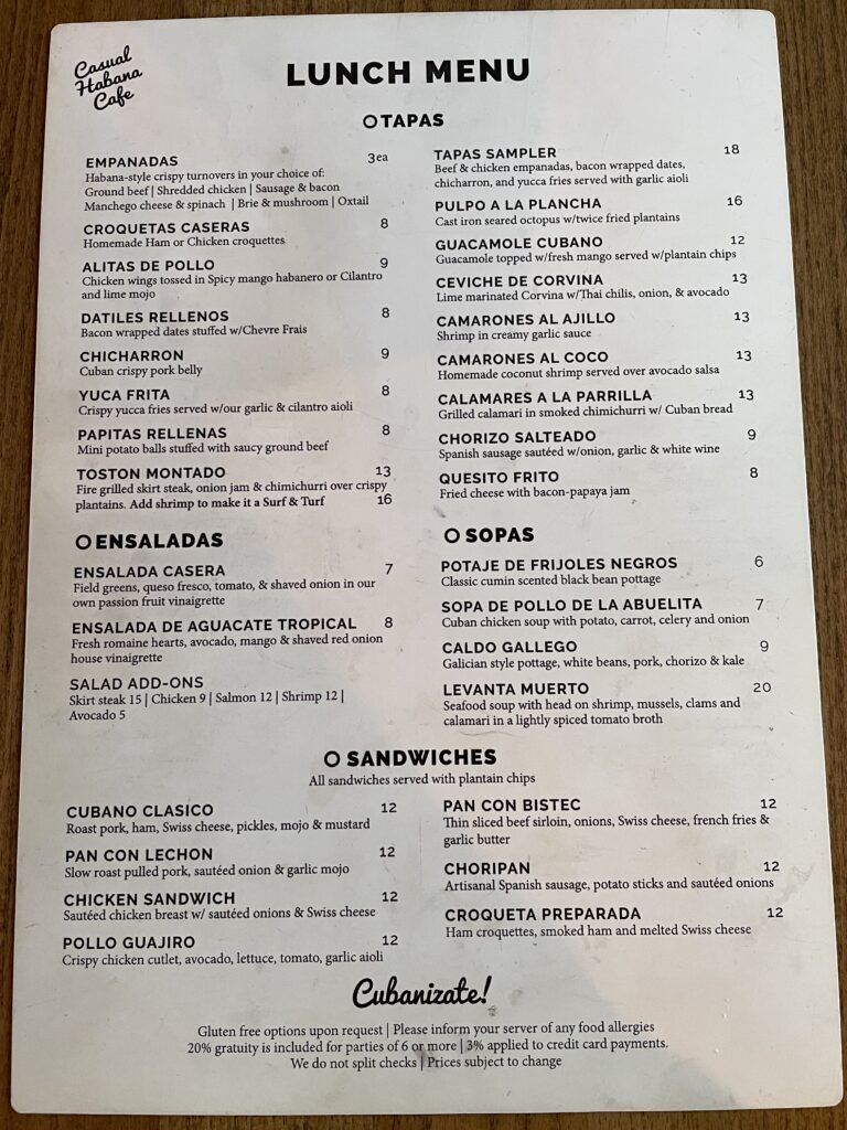 Casual Habana Cafe、キューバレストラン