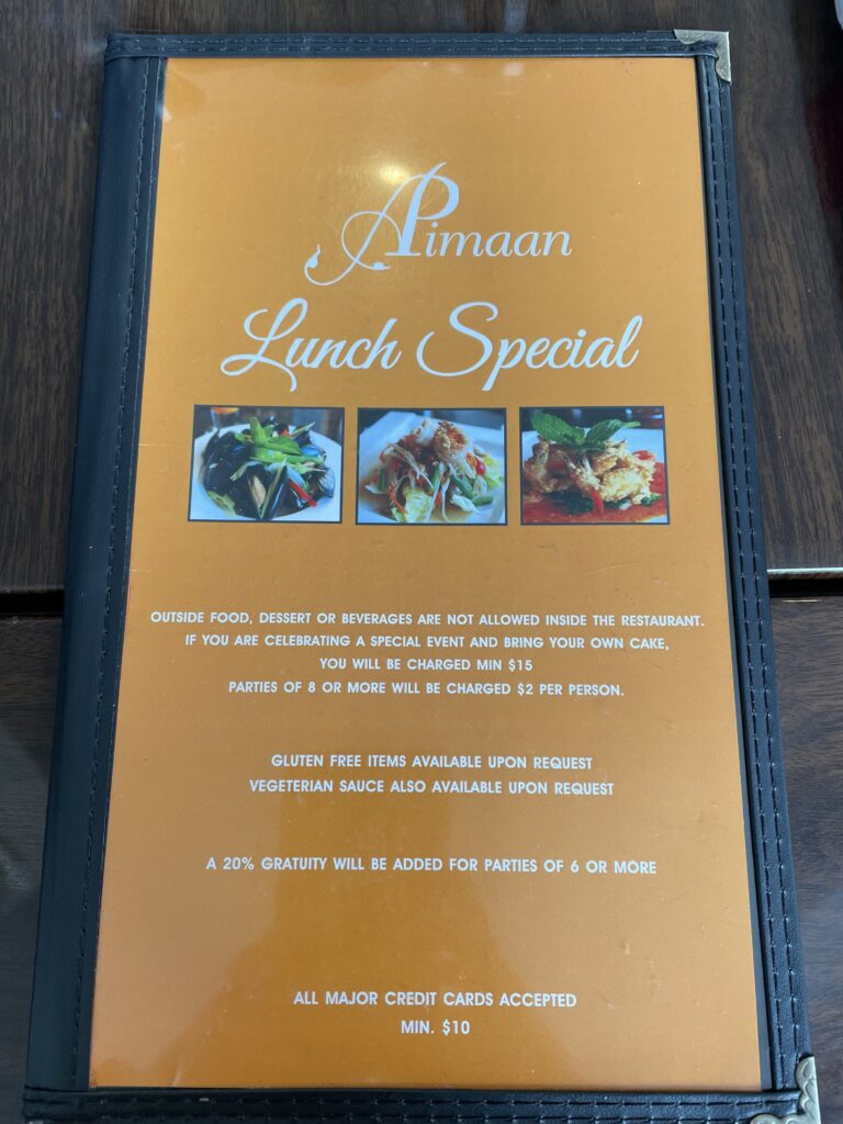 Pimaan Thai Restaurant、タイ料理