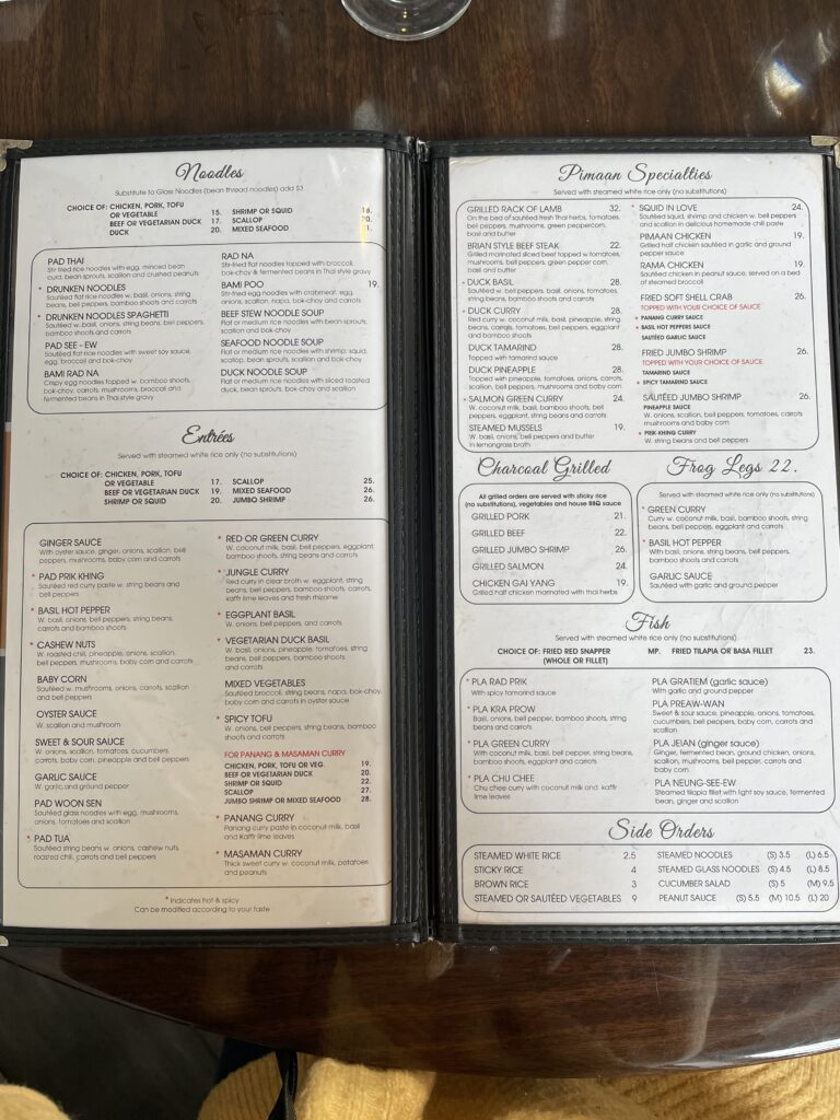 Pimaan Thai Restaurant、タイ料理