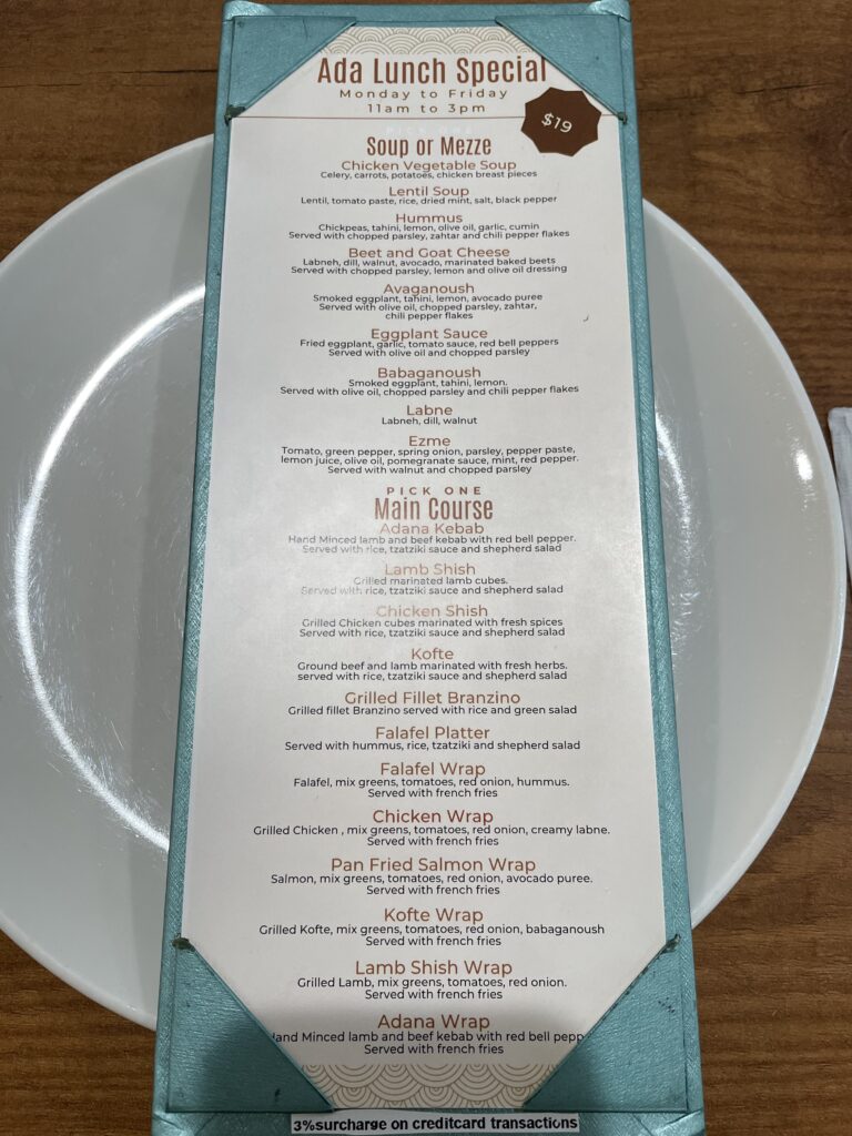 AdA Mediterranean Brasserie、レストラン